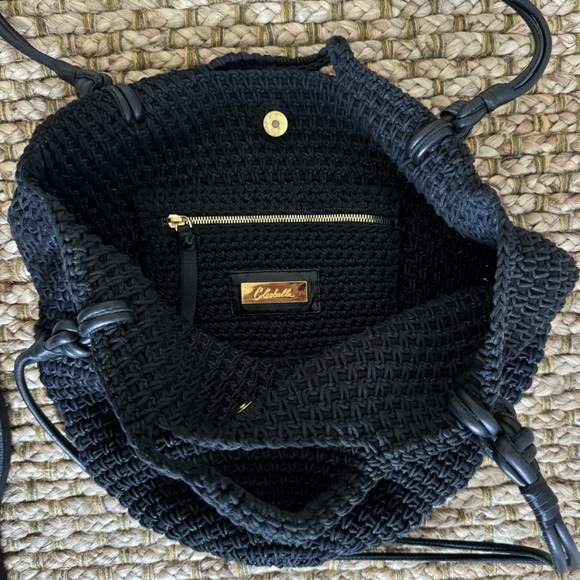 CLEOBELLA CROCHET LEATHER BASKET BAG•BLACK - Picture 6 of 10